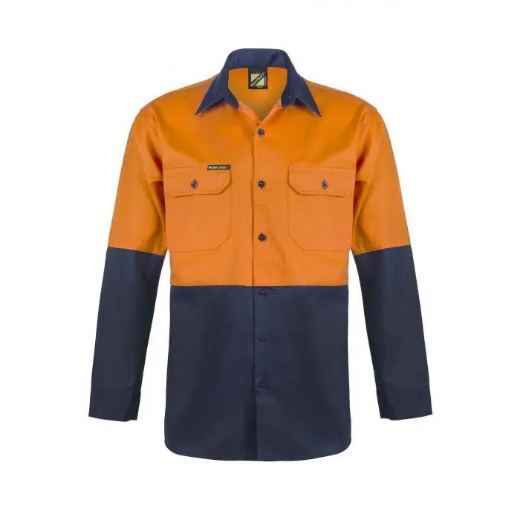 Picture of WorkCraft, Hi Vis Two Tone Long Sleeve Cotton Drill Shirt